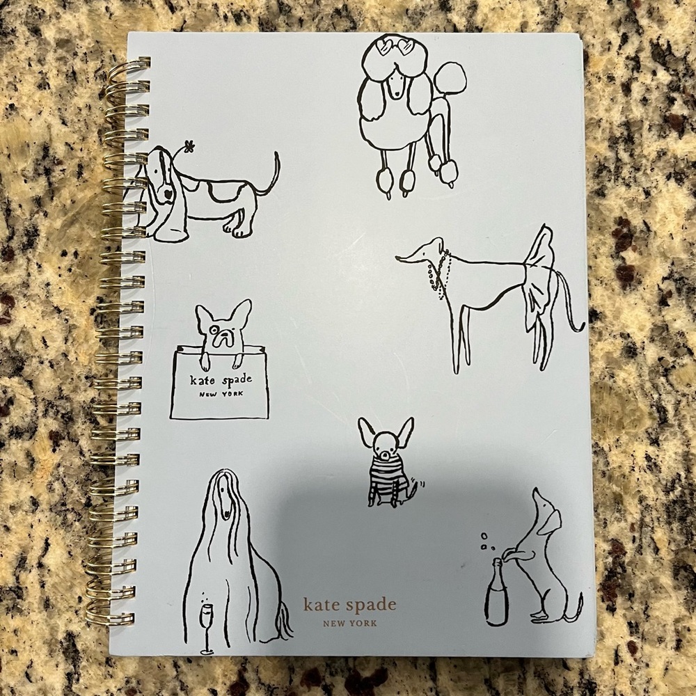 NWOT KATE SPADE PUPPY LINED NOTEBOOK 8.25x6.75